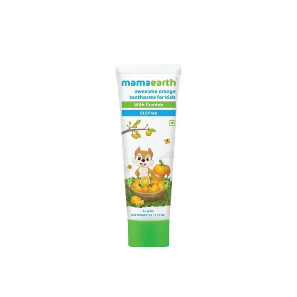 Mamaearth Sulfate Free Awesome Orange Toothpaste For Kids With Fluoride 50g