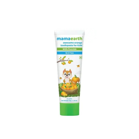 Mamaearth Sulfate Free Awesome Orange Toothpaste For Kids With Fluoride 50g