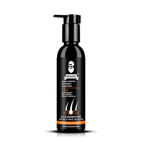 Muuchstac Herbal Shampoo with Inbuilt Conditioner, Anti dandruff & Anti Hairfall (3 IN 1) 182ml